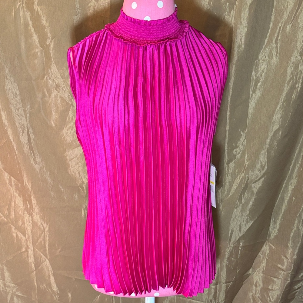 Nanette Lepore Vibrant Pink Pleated Top